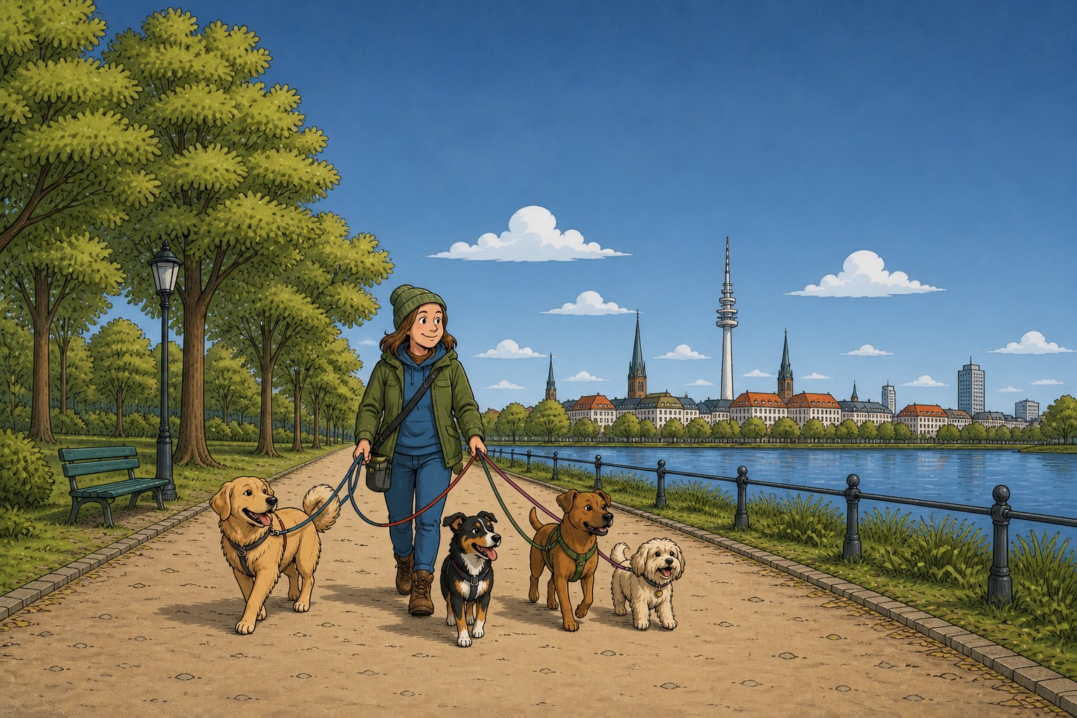 Kleine Gruppe an der Leine, Comic